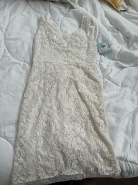 NWT Cream Floral Lace Sleeveless Dress